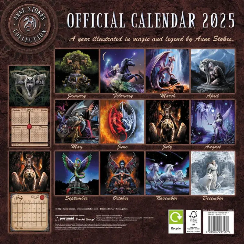 Anne Stokes 2025 General Calendar Fantasy Art Trading