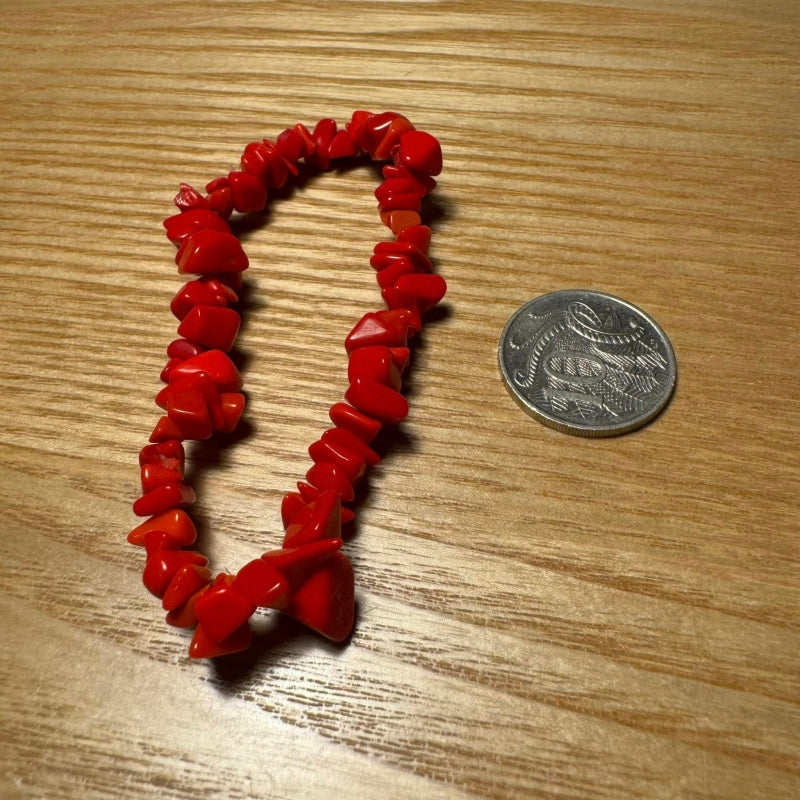 Red Coral Chipped Bracelet