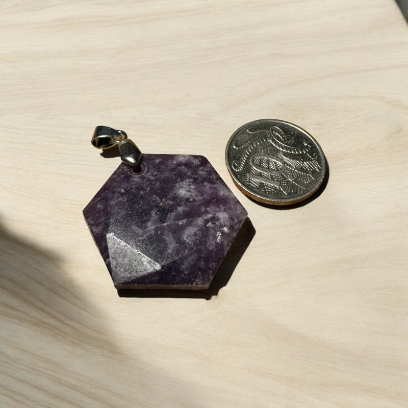 Lepidolite David Star Crystal Pendant