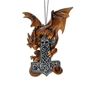 Mjolnir Guardian Dragon Ornament by Anne Stokes - PREORDER