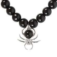 Gothic Spider Black Obsidian Beaded Bracelet