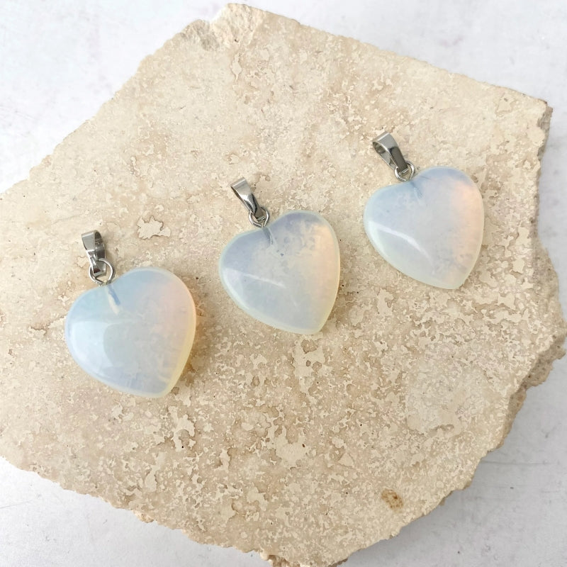 Opalite Heart Pendant 1pc